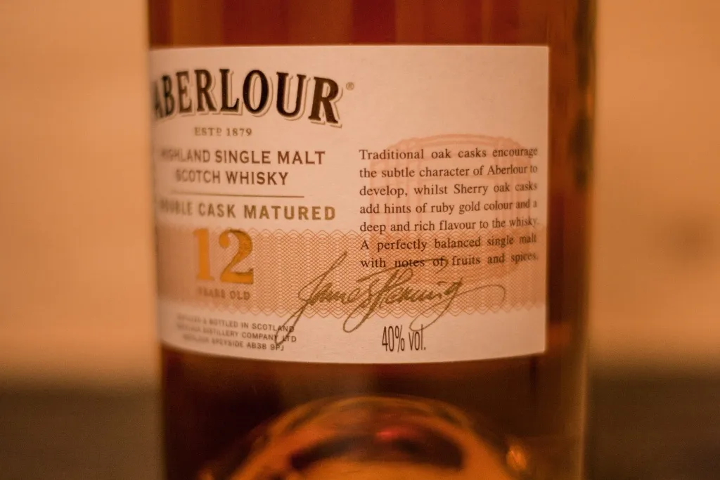 Die Unterschrift der Gründers James Fleming auf dem Aberlour 12.