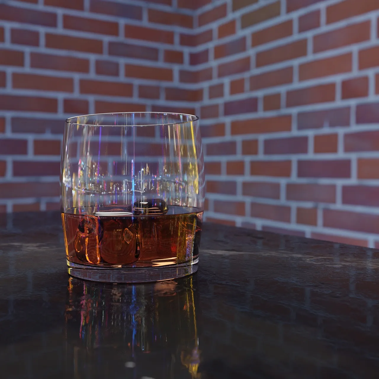 Ein Glas Whisky mit Eis